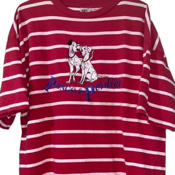 Vintage The Disney Store Red And White Striped Pongo & Perdita Shirt Size M 📦 - Picture 2 of 8
